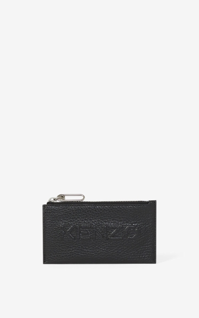 Kenzo Men Kenzo Imprint Zipped Grained Leather Cardholder Black